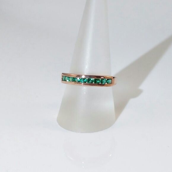 Emerald Ring in Rose Gold Plating Size 8-1/4 - Picture 4 of 7